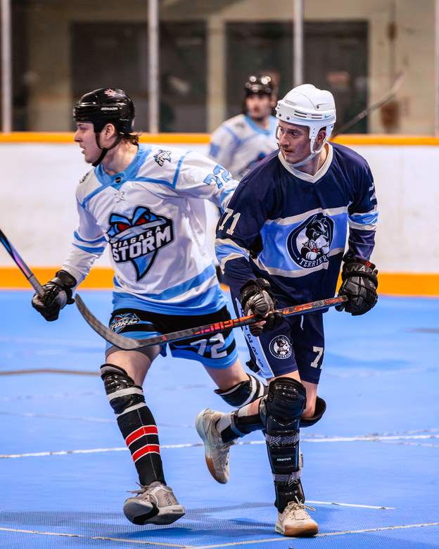 Two players battling for position